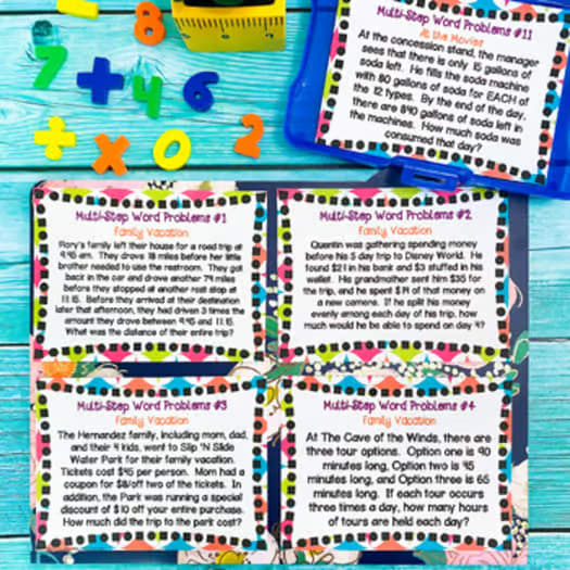 Multi-Step Word Problems Task Card BUNDLE
