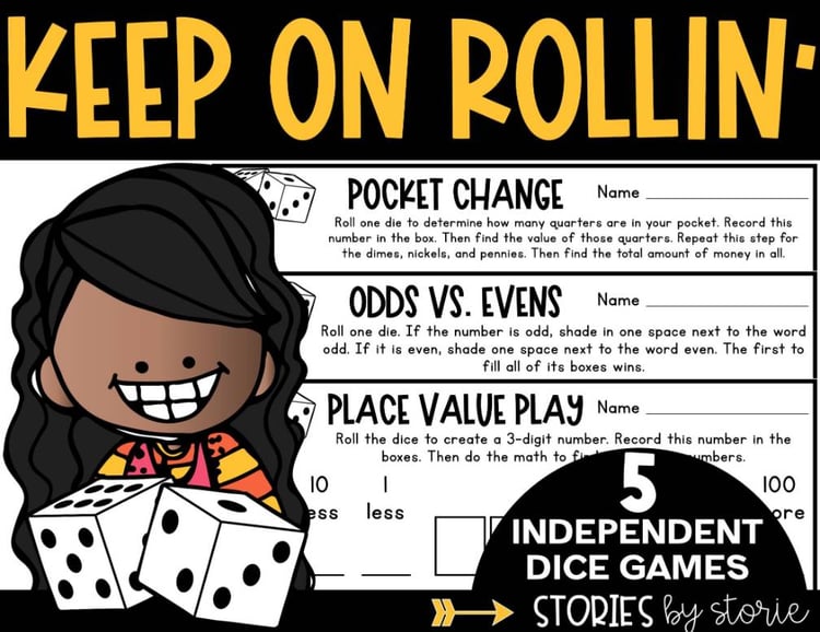 Math Dice Games Pack 3 Printable and Digital Activities