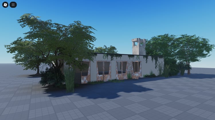 Exterior view of Abandoned Pripyat Fire Department Roblox build