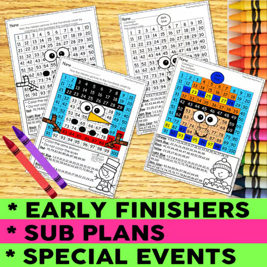 Hundred Chart - Winter | Math Centers | Color By Number- with Digital Resources