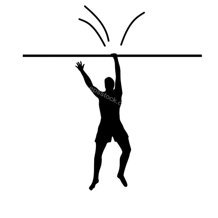 man hanging with one hand