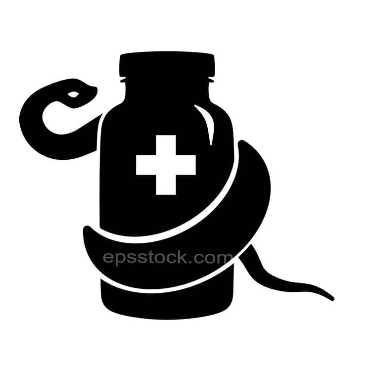 snake around bottle with pills