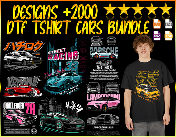 dtf design cars bundle tshirt sublimar camiseta carros diseños vector dtf