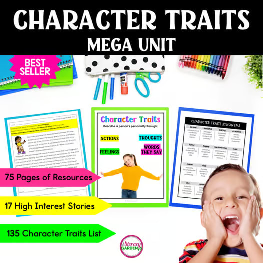 CHARACTER TRAITS Passages Lists Anchor Charts Worksheets 2nd 3rd Activities