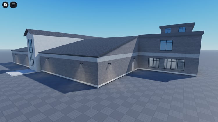 Wide shot showing shelter and open space