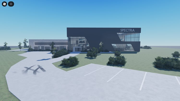 Exterior view of Audi Styled Dealership in Roblox