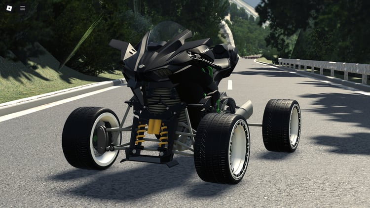 Front view of Kawasaki Ninja H2 Quad Roblox model