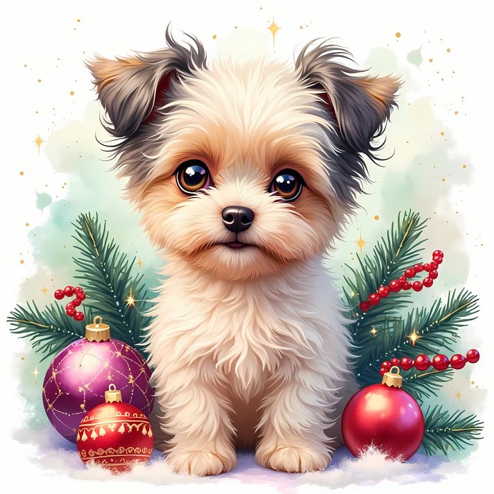 🐾65 Christmas Themed Dogs High-Res Art Images in different Illustrated and Painterly Art Styles  📦 What’s Included:  65 Files in total High Resolution: 300 DPI for professional quality Image Sizes: From 4608px to 6144px 🎨 Perfect For:  Wall Art & Décor Cu