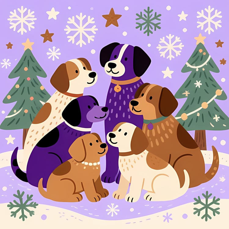 🐾33 Christmas Themed Dog Art | High-Resolution PNGs in Folk Art Styles  📦 What’s Included:  33 Files in total High Resolution: 300 DPI for professional quality Image Sizes: From 3072px to 4608px (portrait, landscape and square) 🎨 Perfect For:  Wall Art & 