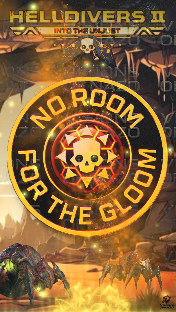 Helldivers 2 mobile wallpaper glowing golden emblem No Room for the Gloom