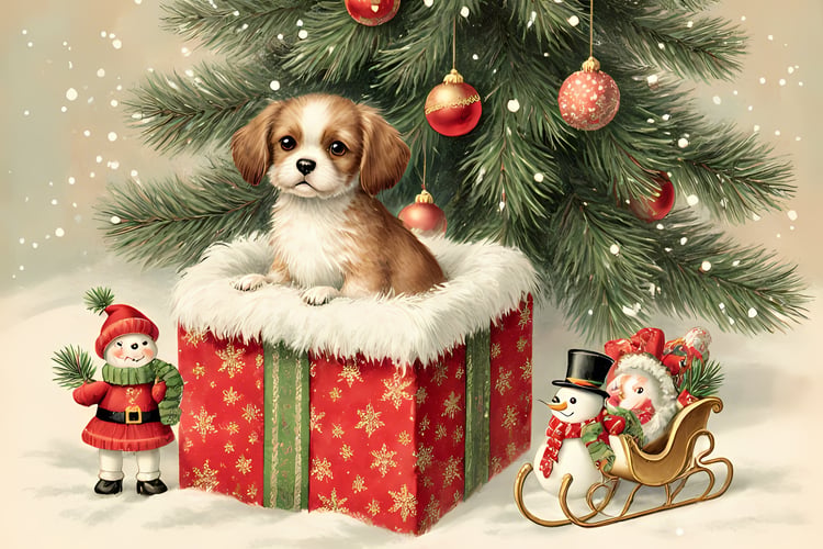 🐾40 Christmas Themed Dog Art | High-Resolution PNGs in Illustrated Art Styles  📦 What’s Included:  40 Files in total High Resolution: 300 DPI for professional quality Image Sizes: From 3072 px to 4608 px 🎨 Perfect For:  Wall Art & Décor Custom Stationery 