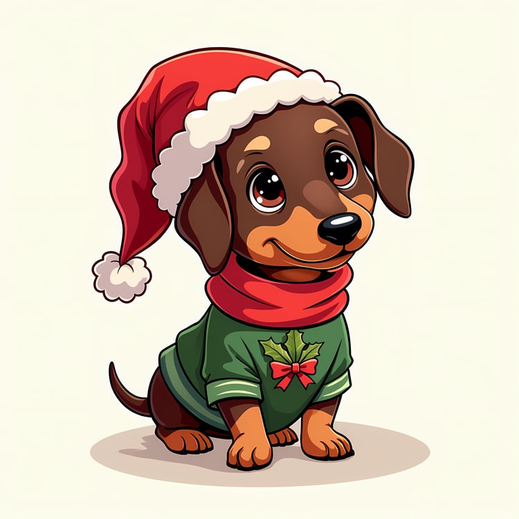 🐾40 Christmas Themed Dachshund Art | High-Resolution PNGs in Illustrated Painterly and Vector Art Styles  📦 What’s Included:  40 Files in total High Resolution: 300 DPI for professional quality Image Sizes: From 6144 px 🎨 Perfect For:  Wall Art & Décor Cu