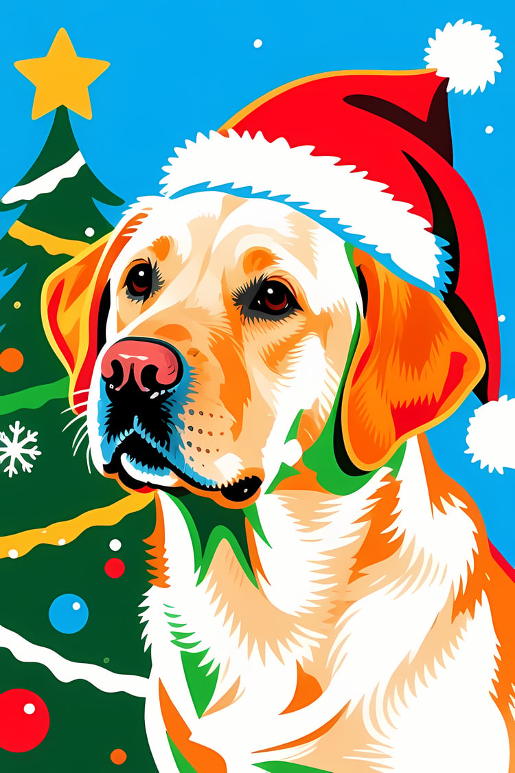 🐾30 Christmas Themed Labrador Dog Art | High-Resolution PNGs in Illustration, Painterly, Pop Art, Silhouette Art Styles  📦 What’s Included:  30 Files in total High Resolution: 300 DPI for professional quality Image Sizes: From 3072 px to 6144 px 🎨 Perfect
