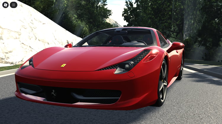 Front three-quarter view of Ferrari 458 Italia in Roblox