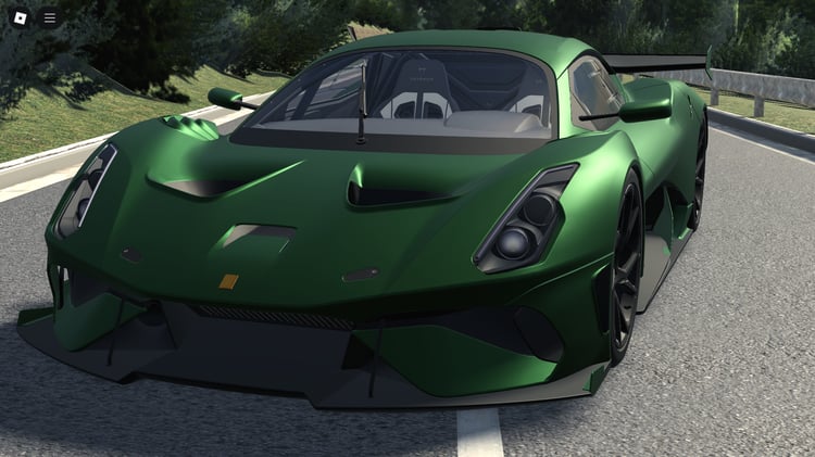 Front angle of Brabham BT62R in Roblox with aerodynamic styling
