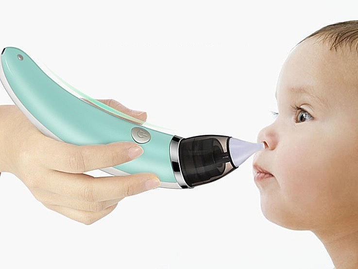 Electric nose suction device for babies, soft and safe mucus remover.
