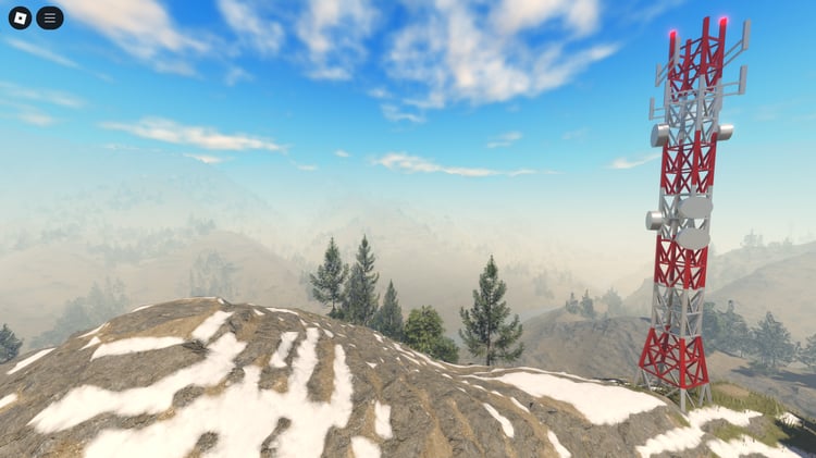 Mountain terrain with scattered villages and tents