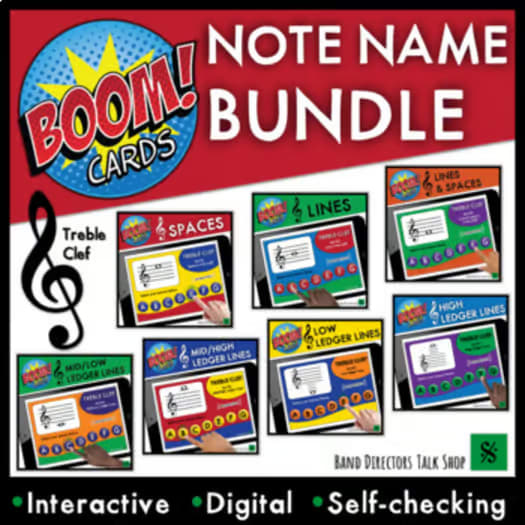 Treble Clef Note Names BOOM Card Bundle - Interactive and Fun Music Theory Games
