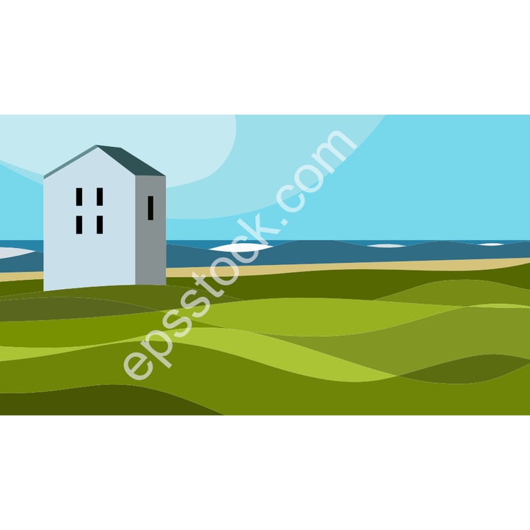 landscape house by the shore