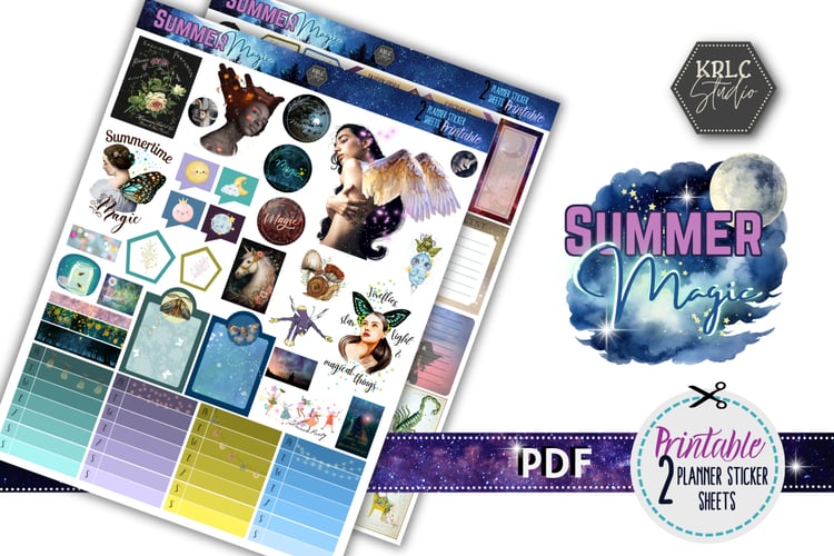 Summer Magic Printable Planner Sticker Sheets - KRLC Studio Cover