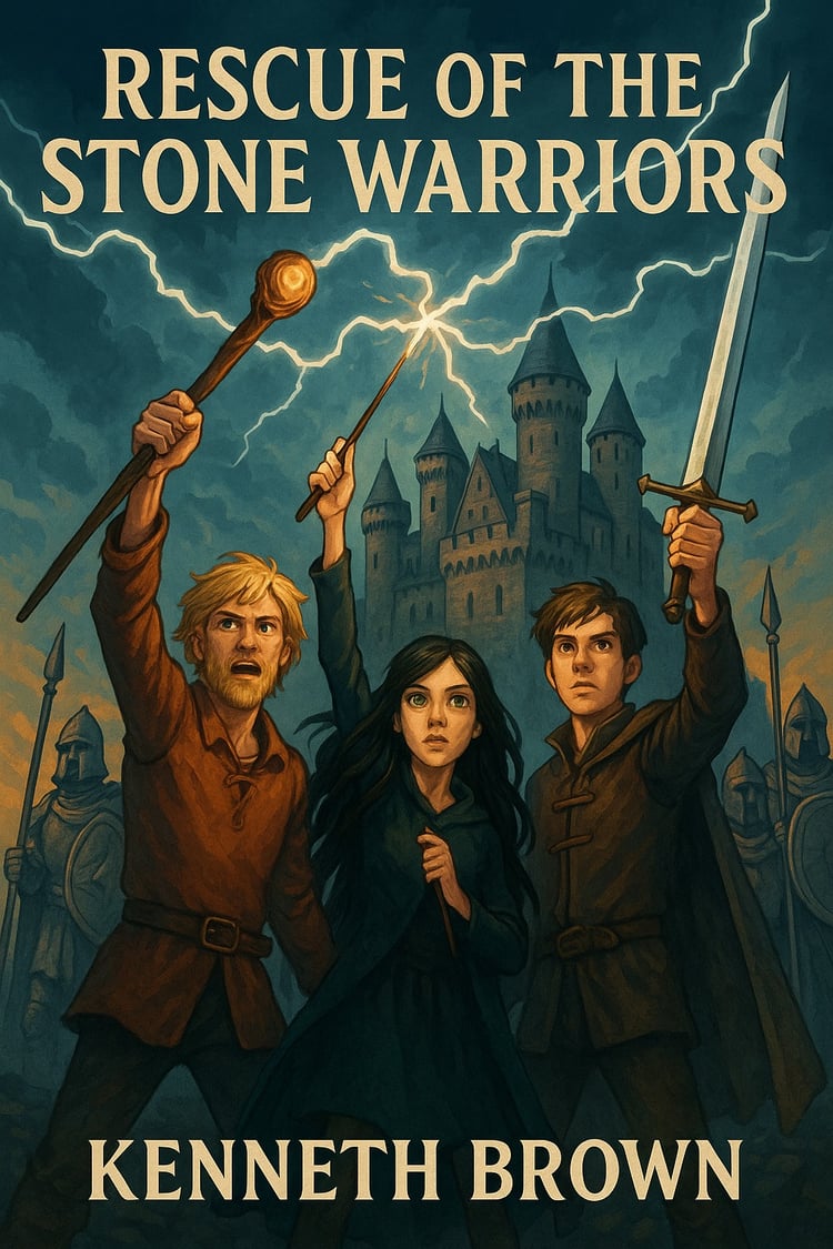 Rescue of the Stone Warriors an action adventure YA fantasy novel by Kenneth Brown