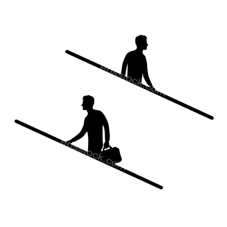 man on escalator