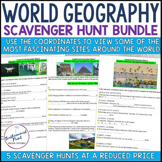 World Geography Scavenger Hunt Worksheets Google Earth Exploration