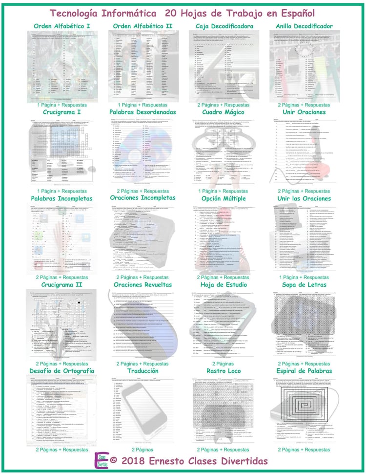 ComputerTechnology20SpanishWorksheetBundle