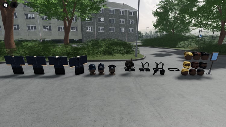 Full display of four Prussian uniforms