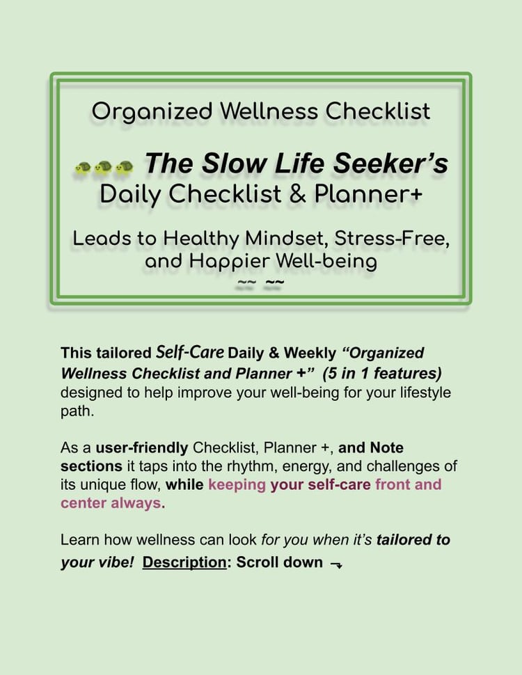Self Care Wellness, Checklist and planner