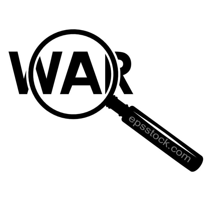 war in magnifying glass