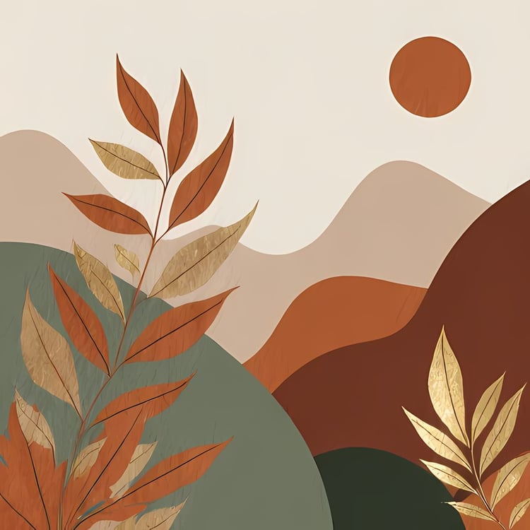 This bundle features 30 unique pieces that blend soft, earthy tones with geometric shapes, creating a harmonious balance between organic elements and contemporary design. Each artwork is a perfect fusion of nature-inspired landscapes, stylized foliage, an