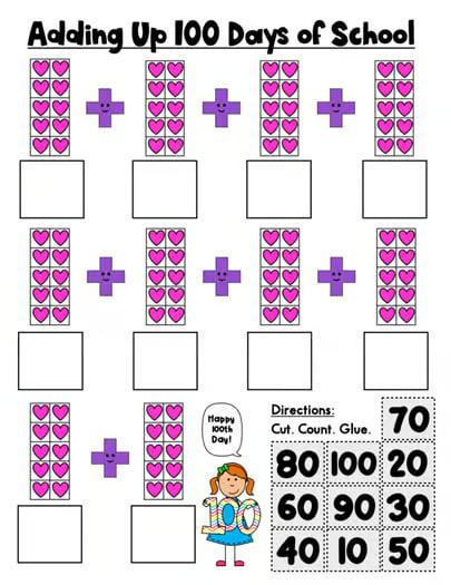 Adding Up the 100 Days of School Count by 10s Kindergarten & 1st Math