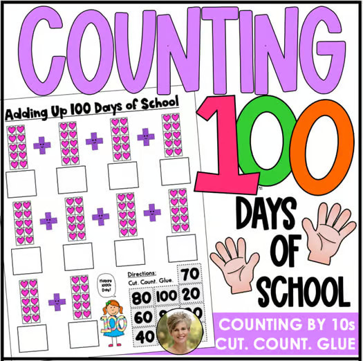 Adding Up the 100 Days of School Count by 10s Kindergarten & 1st Math