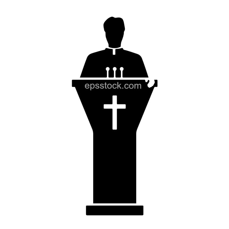 Catholic priest giving sermon from church pulpit