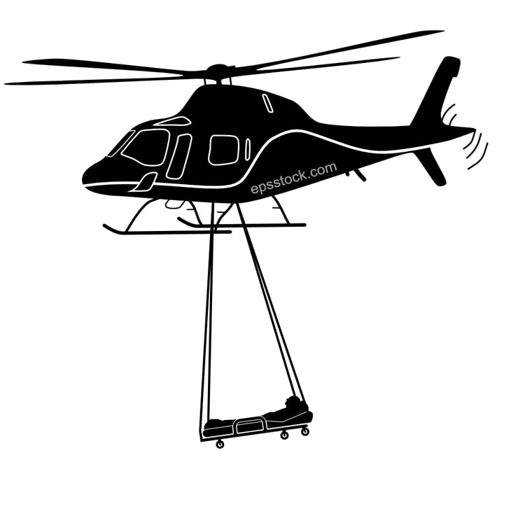 Rescue helicopter transporting a patient