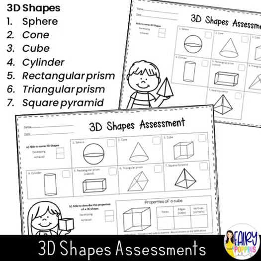 2D and 3D Shapes Recognition Assessments - Geometry Review