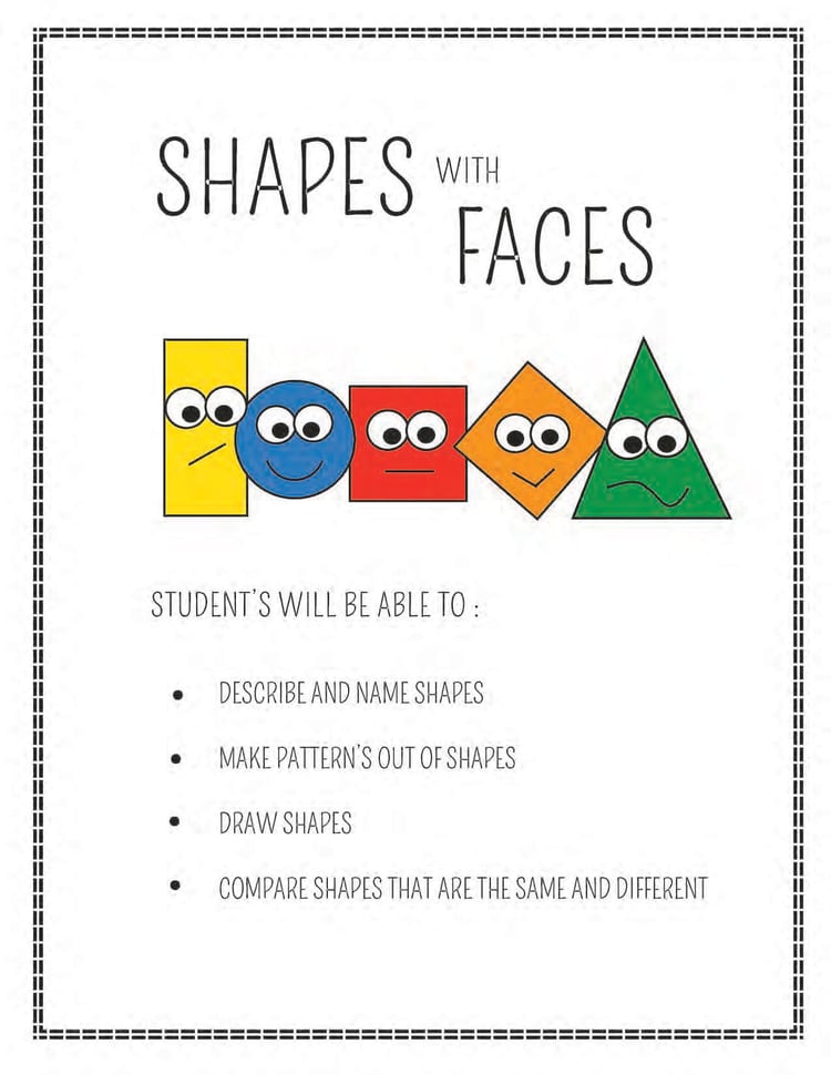 Shapes with Faces - Preschool Printables