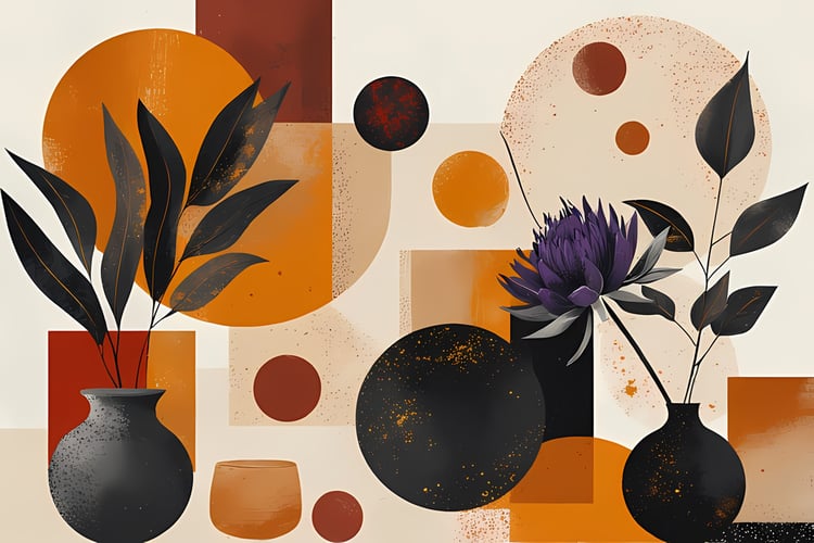 Add warmth and timeless charm to your creative projects with this bohemian rustic floral art bundle. Featuring roses, daisies, and thistles arranged in earthy clay vases and patterned pottery, these designs blend boho-inspired illustration with subtle pai