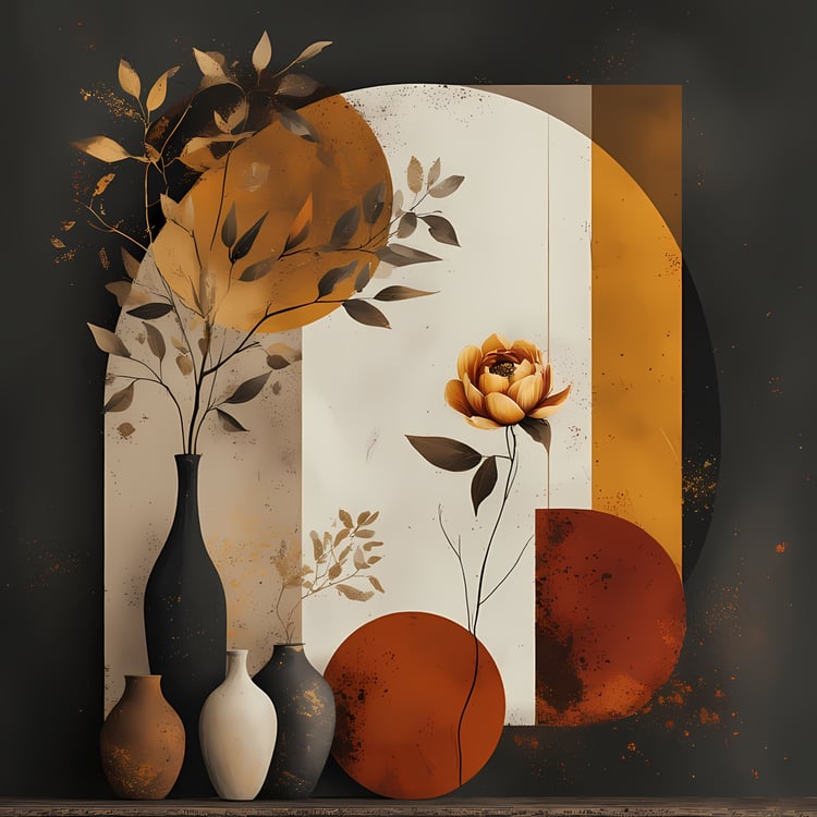 Retro Geometric Botanical Collection | Mid-Century Abstract Florals & Shapes for Wall Art & Design. Bring timeless charm to your creative projects with this Mid-Century Modern Abstract Floral Art Bundle. These high-resolution PNG designs combine retro geo