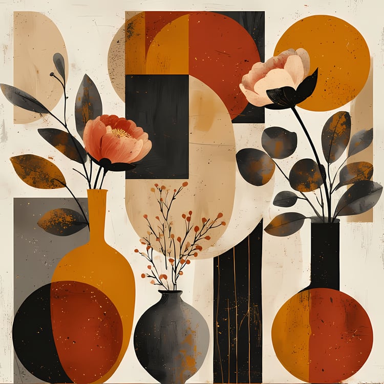 Retro Geometric Botanical Collection | Mid-Century Abstract Florals & Shapes for Wall Art & Design. Bring timeless charm to your creative projects with this Mid-Century Modern Abstract Floral Art Bundle. These high-resolution PNG designs combine retro geo