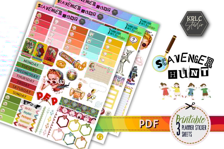 Scavenger Hunt PRINTABLE Planner Sticker Sheets - KRLC Studio Cover