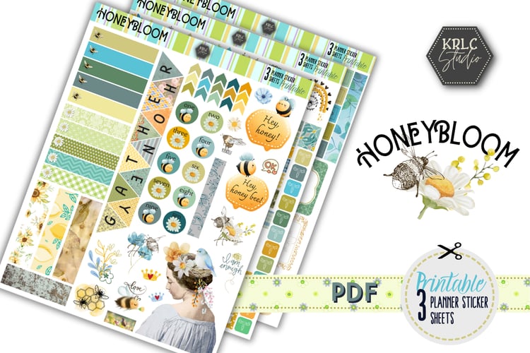 Honeybloom Printable Planner Sticker Sheets - KRLC Studio Cover