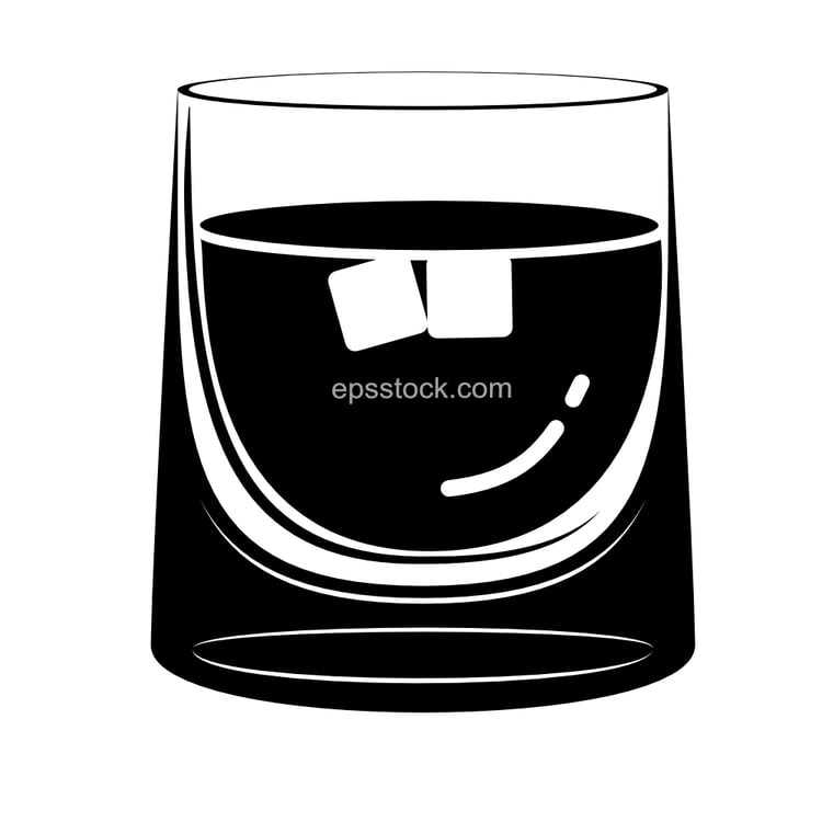 Glass with whiskey and ice
