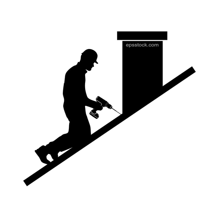 Worker repairing roof