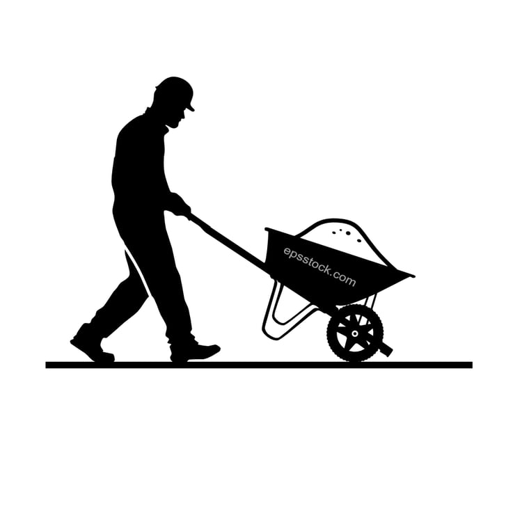 builder pushing wheelbarrow