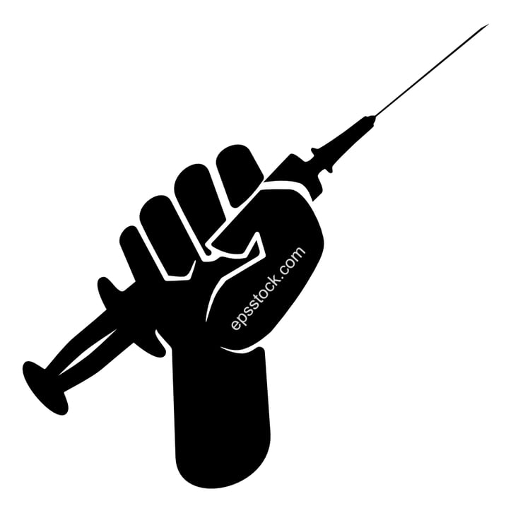 Hand with syringe