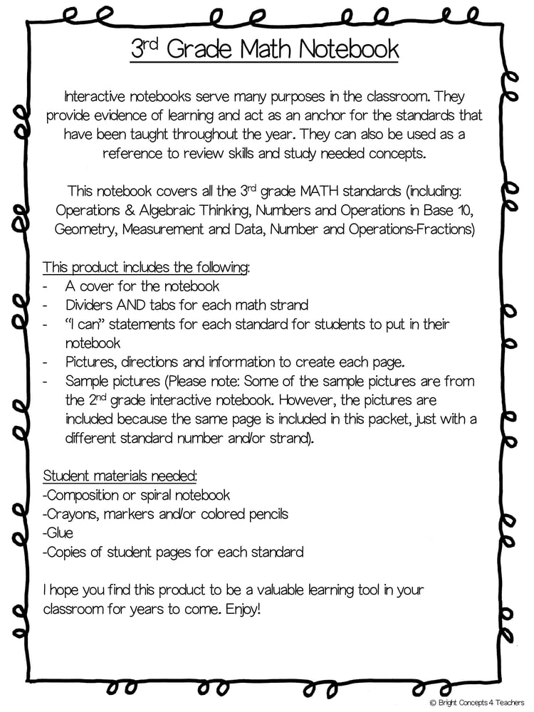 3rd Grade Math Interactive Notebook {Common Core Aligned}