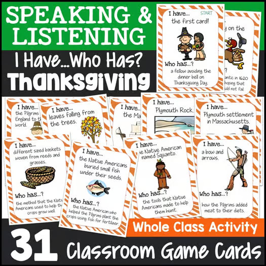 Thanksgiving I Have, Who Has Game | Easy-Prep Thanksgiving Game Class Activity