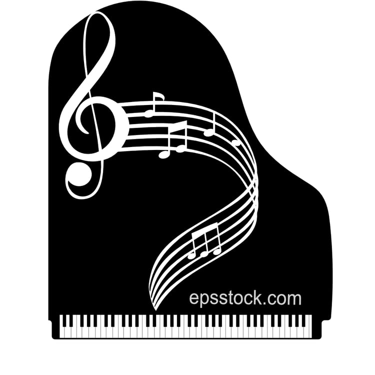 Musical note wave with piano